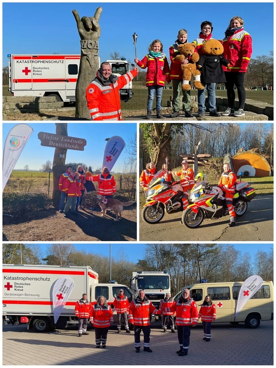 Fackellauf_LV_SH_KV_Steinburg2 Collage: Ehrenamtliche des KV Steinburg mit der DRK-Fackel