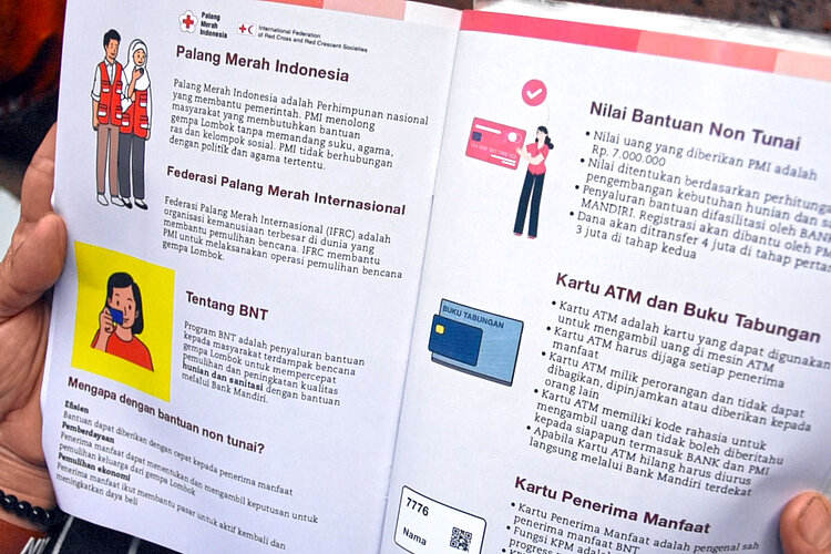 Flyer mit verschiedenen Arten humanitärer Geldleistungen