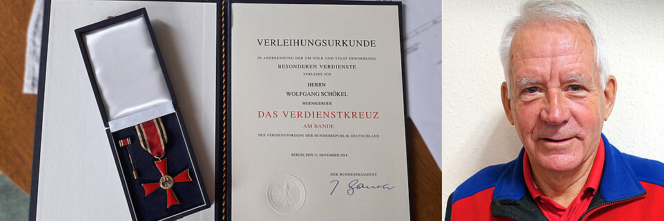 Wolfgang Schökel und sein Verdienstkreuz Foto: Collage aus Portrait von Wolfgang Schökel und seinem Verdienstkreuz