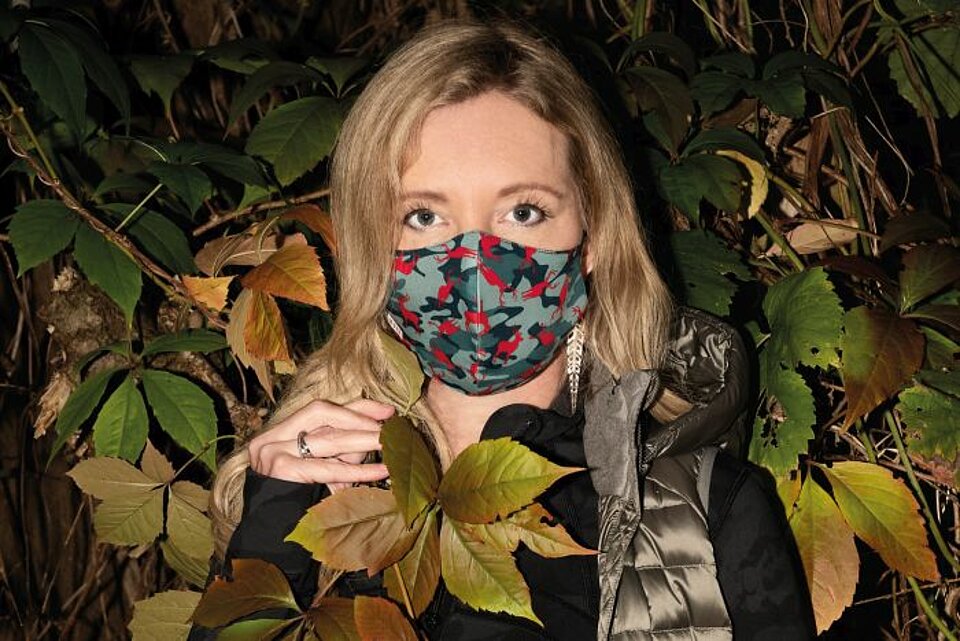 Jette Joop neue Masken Oktober 2020 Jette Joop trägt neue Mund-Nase-Maske aus der Lidl-Kollektion