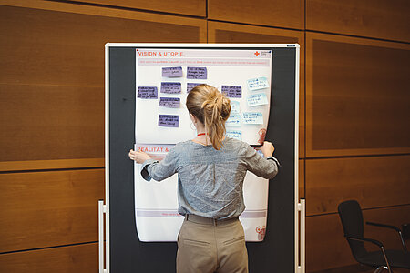 Teilnehmerin an Flipchart