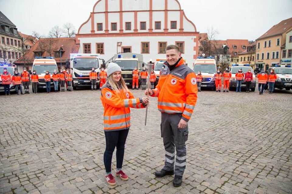 Fackellauf_LVSa_KVMuldental_Grimma DRK-Fackel beim KV Muldental in Grimma
