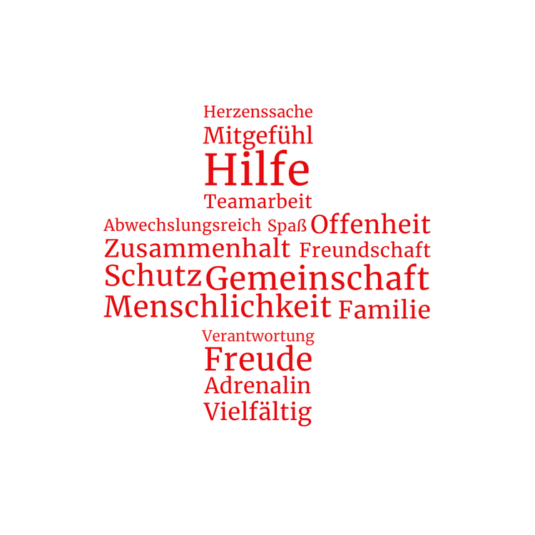 Einzelne Begriffe die in Verbindung mit dem Ehrenamt stehen als Kreuz angeordnet