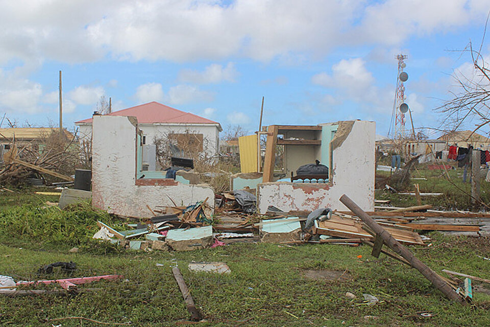 Hurrikan Irma trifft Antigua und Barbuda schwer. Ein zerstörtes Haus auf Antigua und Barbuda